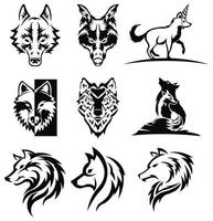 emblema del bullone di lupo, silhouette della testa della mascotte, modello per il design di affari o t-shirt. vettore