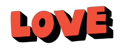 testo d'amore illustrato in stile moderno e colorato in rosso. vettore