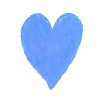 illustrazione della forma del cuore disegnata con pastelli di gesso colorati blu vettore