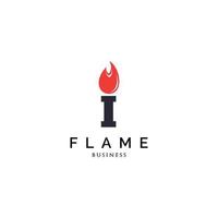 lettera iniziale i flame logo design ispirazione vettore