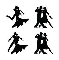 coppia di ballerini latini eleganti. gruppo di persone mature che ballano il tango in un evento notturno da sala da ballo. festa di ballerini senior. vettore