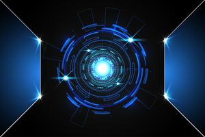 tecnologia astratta sfondo concetto cerchio circuito digitale metallo blu su hi tech design futuro vettore