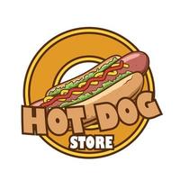 concetto di logo del negozio di hot dog vettore