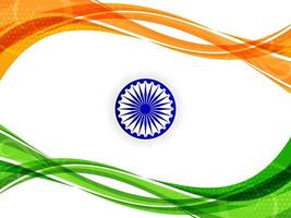 tricolore bandiera indiana tema festa della repubblica onda stile sfondo vettore