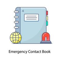 sirena con libro che mostra il concetto di icona del libro dei contatti di emergenza vettore