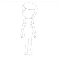 donne in piedi posa carattere illustrazione contorno su sfondo bianco. vettore