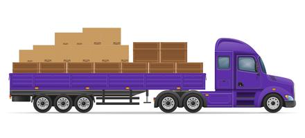 rimorchio dei semi del camion per il trasporto dell&#39;illustrazione di vettore di concetto delle merci