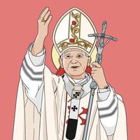 illustrazione vettoriale colorata di san giovanni paolo ii papa