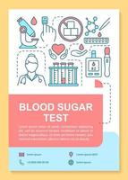 layout del modello di brochure del test della glicemia. assistenza sanitaria ai pazienti diabetici. volantino, design per la stampa di volantini, illustrazioni lineari. layout di pagina vettoriali per riviste, relazioni annuali, manifesti pubblicitari