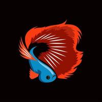 illustrazione animale vettore di pesce beta con colore piatto