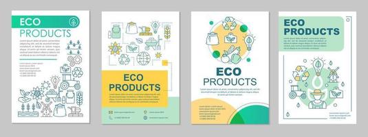 layout del modello di brochure di prodotti ecologici. agricoltura ecologica. volantino, opuscolo, design di stampa di volantini con illustrazioni lineari. cibo organico. pagina vettoriale per riviste, relazioni annuali, manifesti pubblicitari