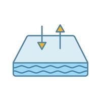 icona del colore del materasso traspirante. materasso per lettino con rivestimento in tessuto traspirante. circolazione d'aria. illustrazione vettoriale isolata