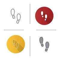 icona delle impronte. design piatto, stili lineari e di colore. passi. prova. illustrazioni vettoriali isolate