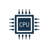 icona della CPU. simbolo piatto di un processore su sfondo bianco. vettore