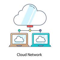 cloud con sistemi, rete cloud in stile piatto moderno vettore