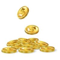 mucchi di monete d'oro lucenti vettore