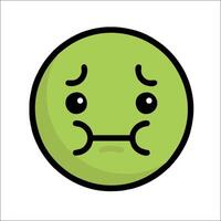 un' verde emoticon con un' triste viso vettore