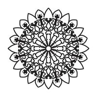 motivo circolare a forma di mandala per la decorazione del tatuaggio henné mehndi. ornamento decorativo in stile etnico orientale. pagina del libro da colorare. vettore