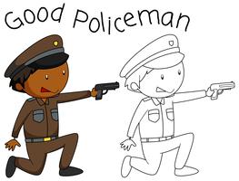 Doodle buon personaggio poliziotto vettore