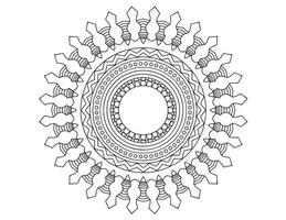 mandala in bianco e nero, tatuaggio, pagina da colorare, cerchio, ornamenti, vettore