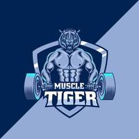 modello di logo della mascotte della tigre muscolare vettore