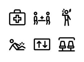 semplice set di icone di linee vettoriali relative al football americano. contiene icone come kit medico, mal di testa, lesioni e altro ancora.