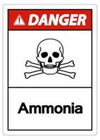 simbolo di pericolo ammoniaca segno su sfondo bianco vettore