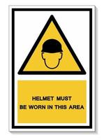 il casco deve essere indossato in quest'area simbolo del segno isolato su sfondo bianco, illustrazione vettoriale eps.10