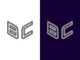lettera iniziale bc design del logo 3d minimalista e moderno vettore