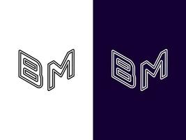 lettera iniziale bm design minimalista e moderno del logo 3d vettore