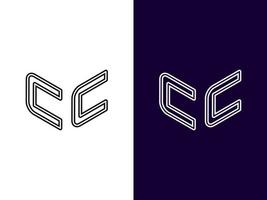 lettera iniziale cc design del logo 3d minimalista e moderno vettore