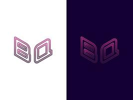 lettera iniziale bq design minimalista e moderno del logo 3d vettore