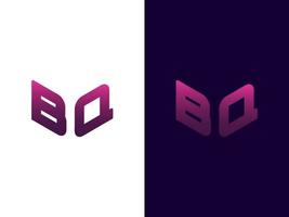 lettera iniziale bq design minimalista e moderno del logo 3d vettore