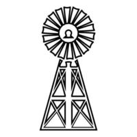 turbina eolica mulino a vento classico americano icona colore nero illustrazione stile piatto semplice immagine vettore