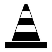 icona di colore nero del cono stradale. vettore