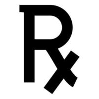 simbolo rx icona prescrizione colore nero illustrazione stile piatto semplice immagine vettore