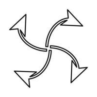 quattro frecce in loop dall'icona nera centrale. vettore