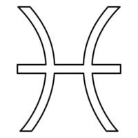 simbolo dei pesci icona zodiaco colore nero illustrazione stile piatto semplice immagine vettore