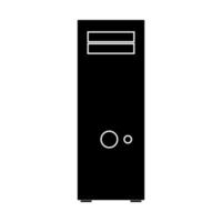 icona di colore nero del case del computer o dell'unità di sistema. vettore