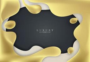 forma astratta di gradiente liquido dorato 3d su sfondo nero stile di lusso vettore