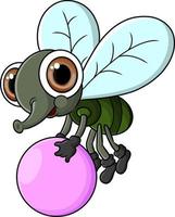 le simpatiche mosche stanno volando e tengono in mano una pallina di caramelle vettore