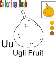 cartone animato brutto frutto. libro da colorare con un tema di frutta. grafica di illustrazione vettoriale. buono per i bambini da imparare e colorare. vettore