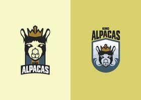 emblema del logo del re alpaca. ottimo per magliette, francobolli, adesivi loghi ed etichette vettore