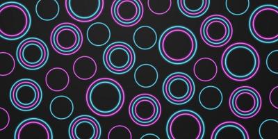 luce al neon circolare blu e viola astratta, sfondo nero, forma circolare, design minimale scuro con spazio per la copia, illustrazione vettoriale