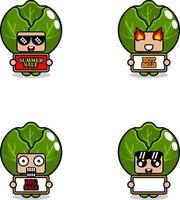 simpatico personaggio dei cartoni animati vettore cavolo vegetale mascotte costume set vendita estiva raccolta bundle