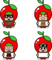 simpatico personaggio dei cartoni animati vettore ciliegie frutta mascotte costume set vendita estiva raccolta bundle