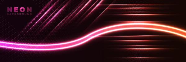 sfondo al neon banner luminoso astratto con frecce al neon viola blu. sfondo vettoriale futuristico hi-tech