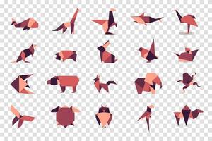 impostare animali origami. vettore di origami animale. disegno di marchio di animali astratti. origami animali. illustrazione vettoriale