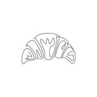 disegno a linea continua singola dell'etichetta stilizzata del logo del negozio di croissant dolci. concetto di ristorante pasticceria emblema. illustrazione vettoriale moderna con disegno a linea singola per servizio di consegna di bar, negozi o cibo