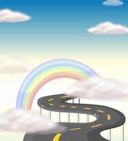 Una lunga strada tortuosa che va verso l&#39;arcobaleno vettore